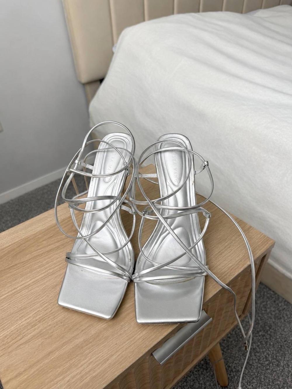 Azalea Wang Women’s Silver Lace-Up High Heels Size 37